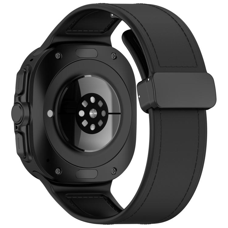 For Samsung Galaxy Watch Ultra 47mm Kalebol Composite Silicone Folding Magnetic Buckle Watch Band(Black) - free shipping - PMc TechLife - Order now!