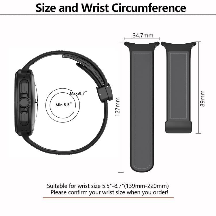 For Samsung Galaxy Watch Ultra 47mm Kalebol Composite Silicone Folding Magnetic Buckle Watch Band(Black) - free shipping - PMc TechLife - Order now!