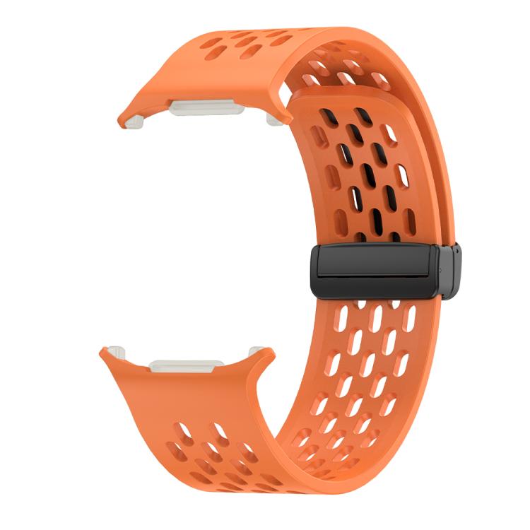 For Samsung Galaxy Watch Ultra 47mm Kalebol Porous Silicone Magnetic Watch Band(Orange) - free shipping - PMc TechLife - Order now!