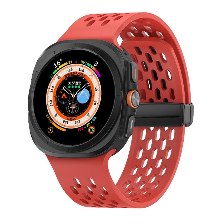 For Samsung Galaxy Watch Ultra 47mm Kalebol Porous Silicone Magnetic Watch Band(Red) - free shipping - PMc TechLife - Order now!