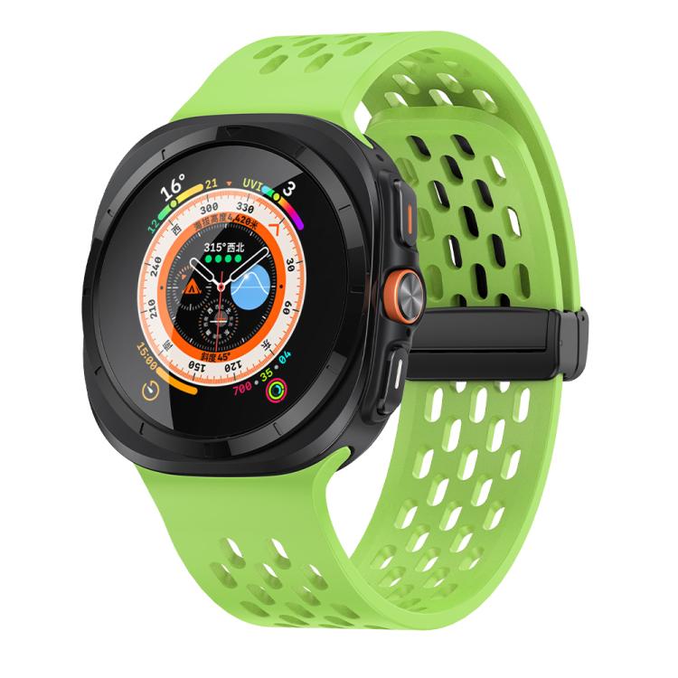 For Samsung Galaxy Watch Ultra 47mm Kalebol Porous Silicone Magnetic Watch Band(Fluorescent Green) - Watch Bands by Kalebol | Online Shopping South Africa | PMc TechLife | Buy Now Pay Later Mobicred