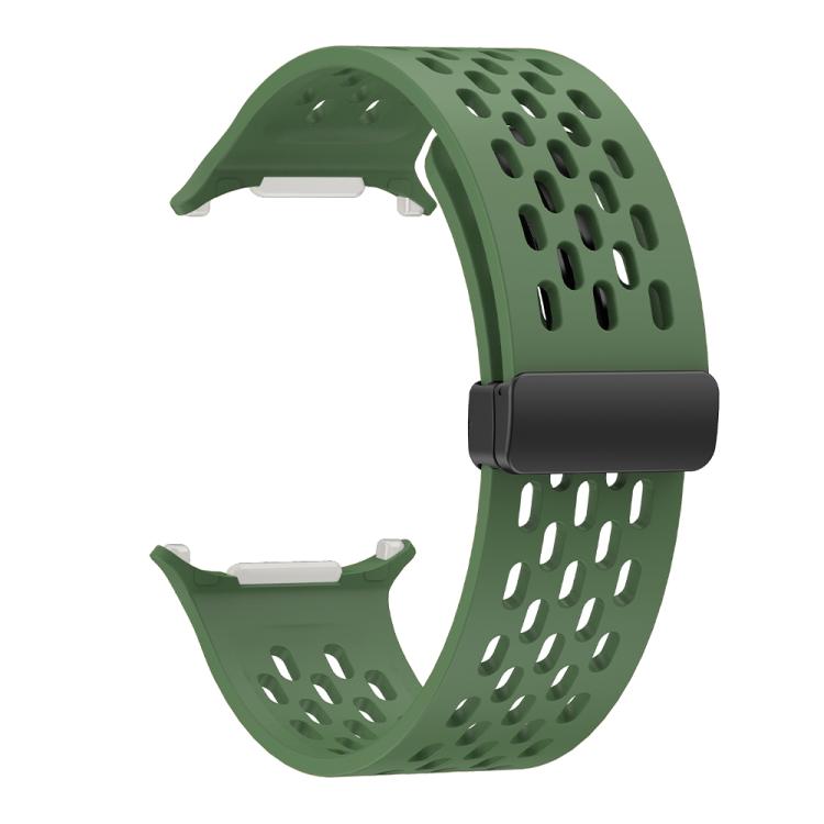 For Samsung Galaxy Watch Ultra 47mm Kalebol Porous Silicone Magnetic Watch Band(Field Green) - free shipping - PMc TechLife - Order now!