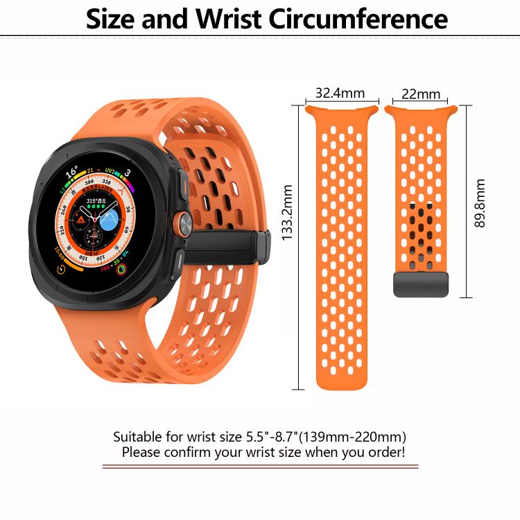 For Samsung Galaxy Watch Ultra 47mm Kalebol Porous Silicone Magnetic Watch Band(Orange) - free shipping - PMc TechLife - Order now!