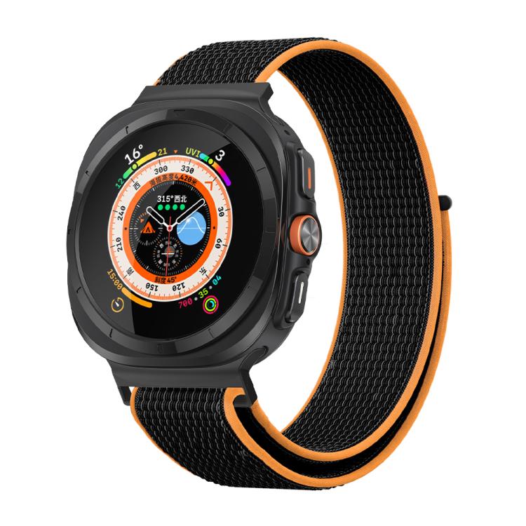 For Samsung Galaxy Watch Ultra 47mm Kalebol Quick Release Nylon Braided Watch Band(Black Orange) - Watch Bands by Kalebol | Online Shopping South Africa | PMc TechLife | Buy Now Pay Later Mobicred