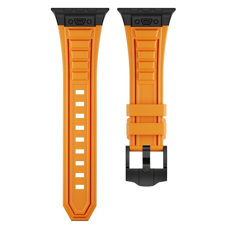 For Apple Watch 46mm / 49mm / 45mm / 44mm Kalebol High Stretch Silicone Armor Watch Band(Black Orange) - free shipping - PMc TechLife - Order now!