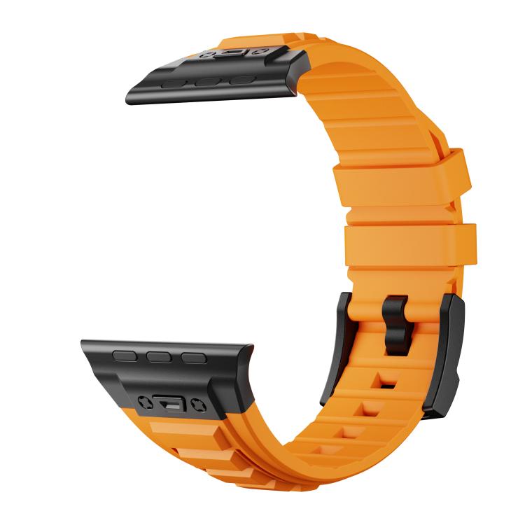 For Apple Watch 46mm / 49mm / 45mm / 44mm Kalebol High Stretch Silicone Armor Watch Band(Black Orange) - free shipping - PMc TechLife - Order now!