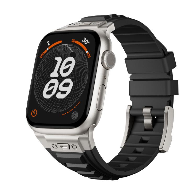 For Apple Watch 46mm / 49mm / 45mm / 44mm Kalebol High Stretch Silicone Armor Watch Band(Titanium Black) - free shipping - PMc TechLife - Order now!