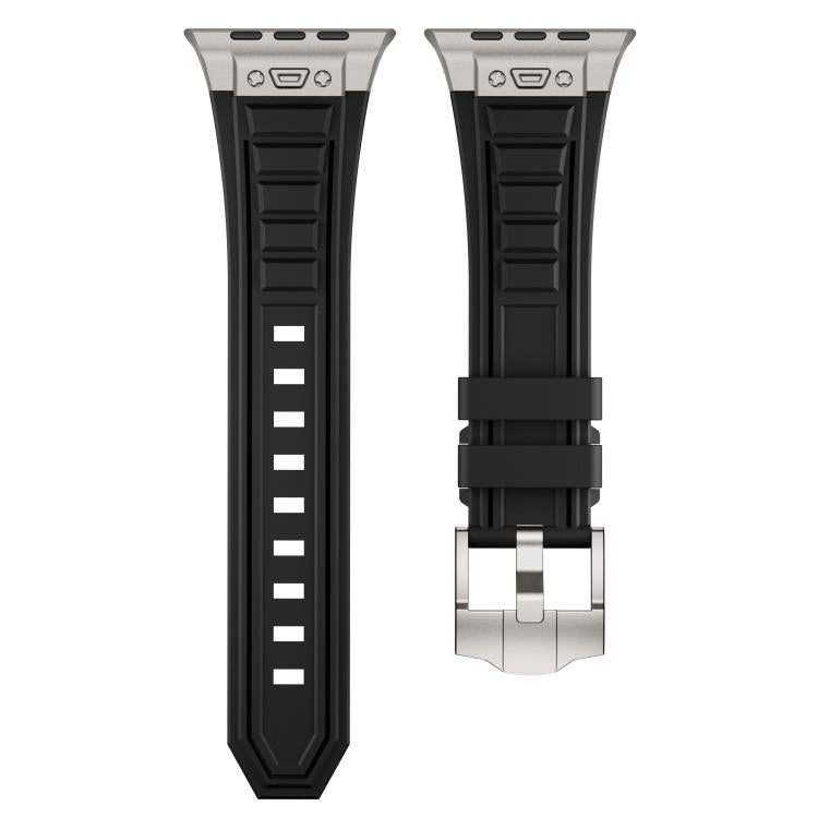 For Apple Watch 46mm / 49mm / 45mm / 44mm Kalebol High Stretch Silicone Armor Watch Band(Titanium Black) - free shipping - PMc TechLife - Order now!