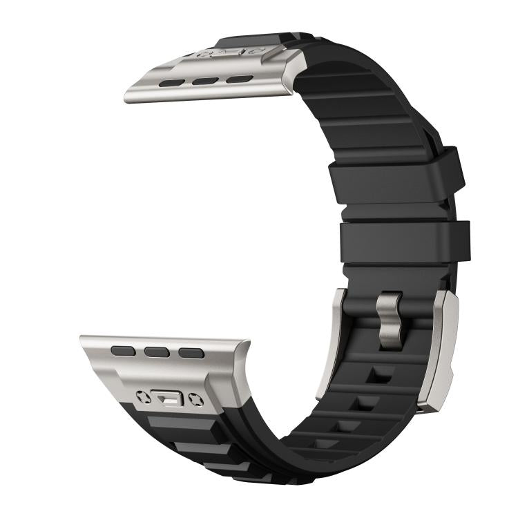 For Apple Watch 46mm / 49mm / 45mm / 44mm Kalebol High Stretch Silicone Armor Watch Band(Titanium Black) - free shipping - PMc TechLife - Order now!