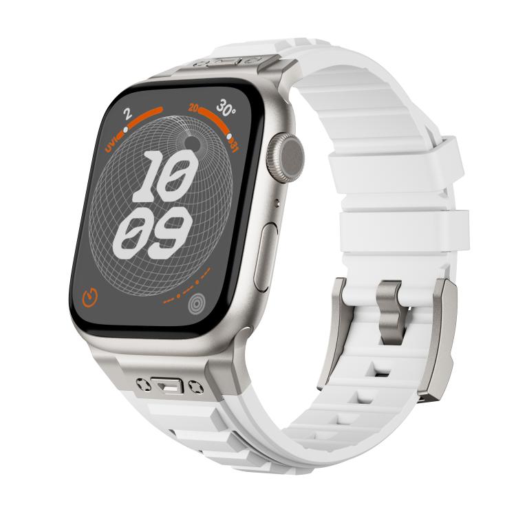 For Apple Watch 46mm / 49mm / 45mm / 44mm Kalebol High Stretch Silicone Armor Watch Band(Titanium White) - free shipping - PMc TechLife - Order now!