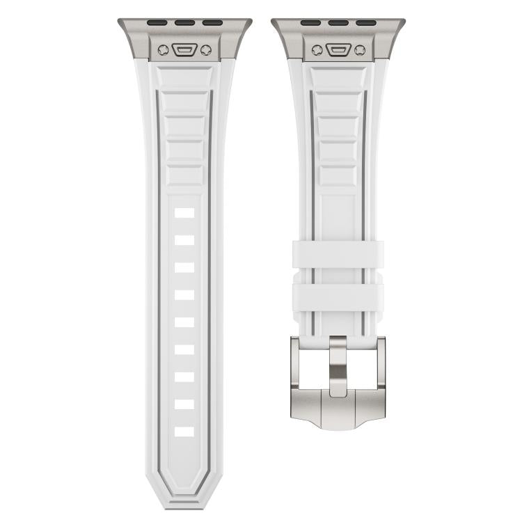 For Apple Watch 46mm / 49mm / 45mm / 44mm Kalebol High Stretch Silicone Armor Watch Band(Titanium White) - free shipping - PMc TechLife - Order now!