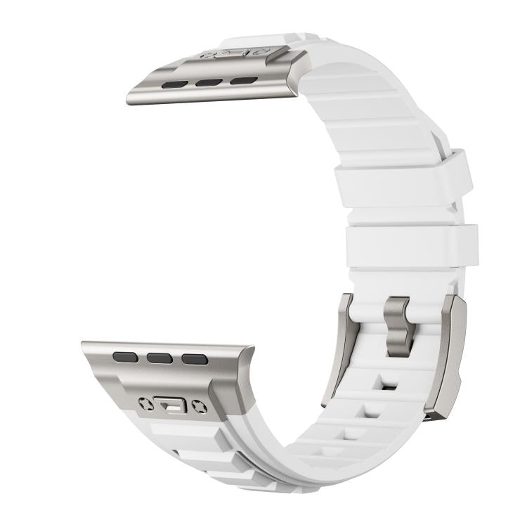 For Apple Watch 46mm / 49mm / 45mm / 44mm Kalebol High Stretch Silicone Armor Watch Band(Titanium White) - free shipping - PMc TechLife - Order now!