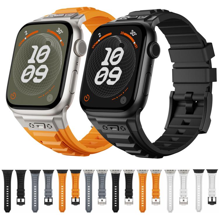 For Apple Watch 46mm / 49mm / 45mm / 44mm Kalebol High Stretch Silicone Armor Watch Band(Titanium Black) - free shipping - PMc TechLife - Order now!
