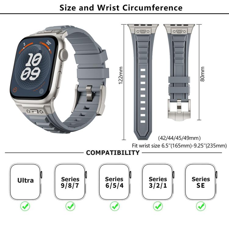 For Apple Watch 46mm / 49mm / 45mm / 44mm Kalebol High Stretch Silicone Armor Watch Band(Titanium White) - free shipping - PMc TechLife - Order now!