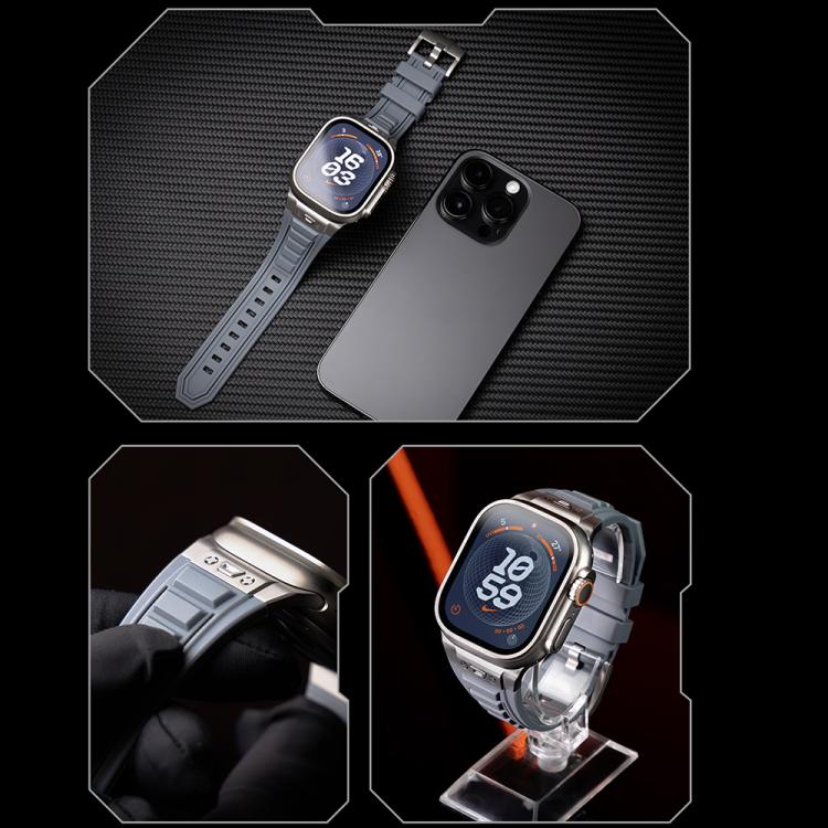 For Apple Watch 46mm / 49mm / 45mm / 44mm Kalebol High Stretch Silicone Armor Watch Band(Black Orange) - free shipping - PMc TechLife - Order now!
