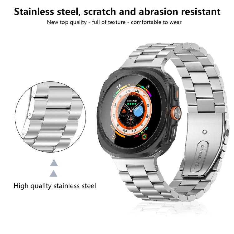 For Samsung Galaxy Watch Ultra 47mm Kalebol Three-bead Steel Watch Band(Silver) - Watch Bands by Kalebol | Online Shopping South Africa | PMc TechLife | Buy Now Pay Later Mobicred