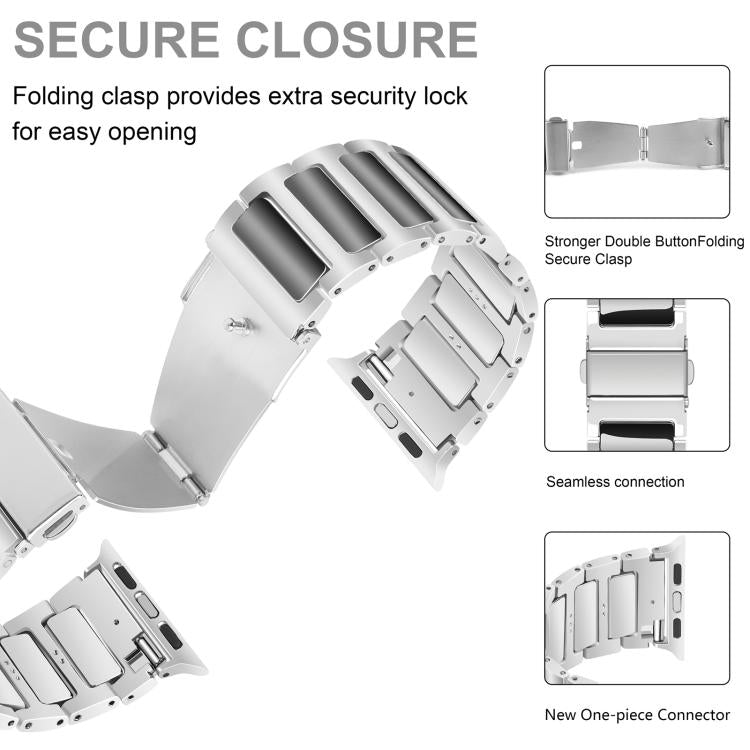 For Apple Watch 46mm / 49mm / 45mm / 44mm Kalebol Tooling Metal Zinc Alloy Watch Band(Silver Black) - free shipping - PMc TechLife - Order now!