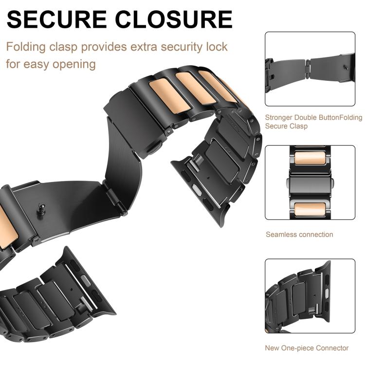 For Apple Watch 42mm / 41mm / 40mm / 38mm Kalebol Tooling Metal Zinc Alloy Watch Band(Black Rose Gold) - free shipping - PMc TechLife - Order now!