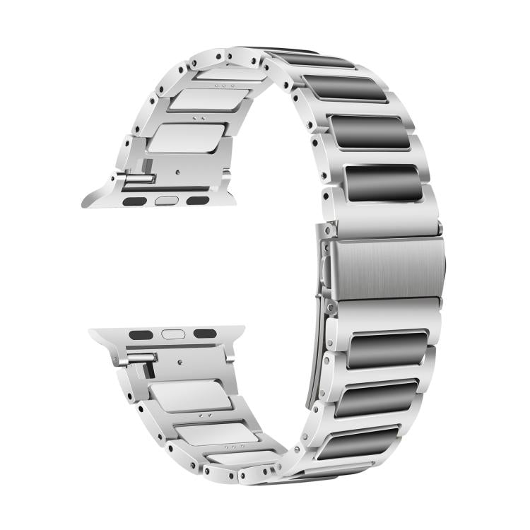 For Apple Watch 42mm / 41mm / 40mm / 38mm Kalebol Tooling Metal Zinc Alloy Watch Band(Silver Black) - free shipping - PMc TechLife - Order now!