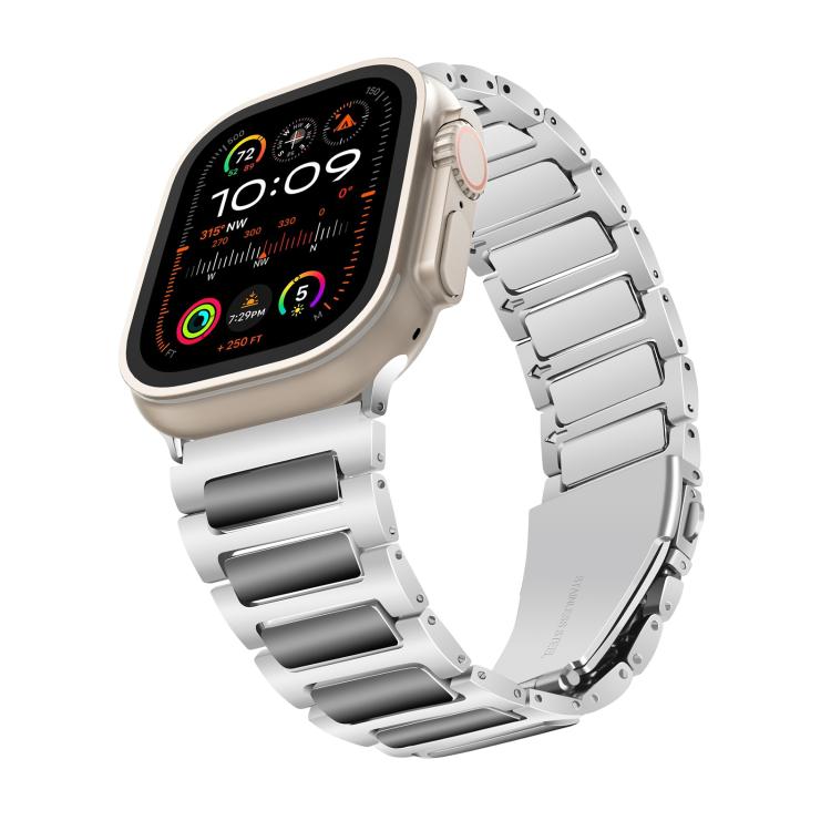 For Apple Watch 42mm / 41mm / 40mm / 38mm Kalebol Tooling Metal Zinc Alloy Watch Band(Silver Black) - free shipping - PMc TechLife - Order now!