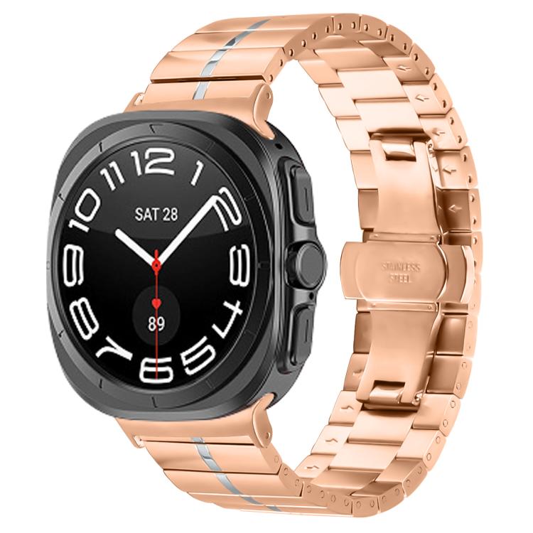 For Samsung Galaxy Watch Ultra 47mm / Ultra 2025 Kalebol One-bead Stainless Steel Watch Band(Rose Gold Silver) - free shipping - PMc TechLife - Order now!