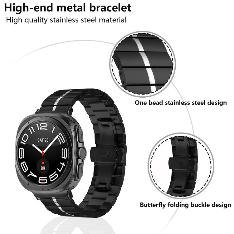 For Samsung Galaxy Watch Ultra 47mm / Ultra 2025 Kalebol One-bead Stainless Steel Watch Band(Black) - free shipping - PMc TechLife - Order now!