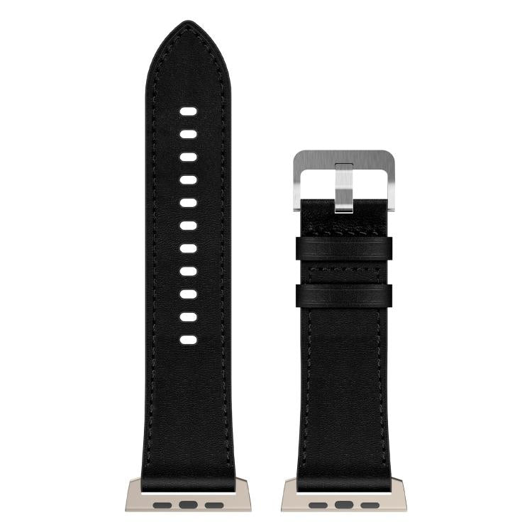 For Apple Watch 46mm / 49mm / 45mm / 44mm Kalebol Genuine Leather Watch Band(Titanium Black) - free shipping - PMc TechLife - Order now!