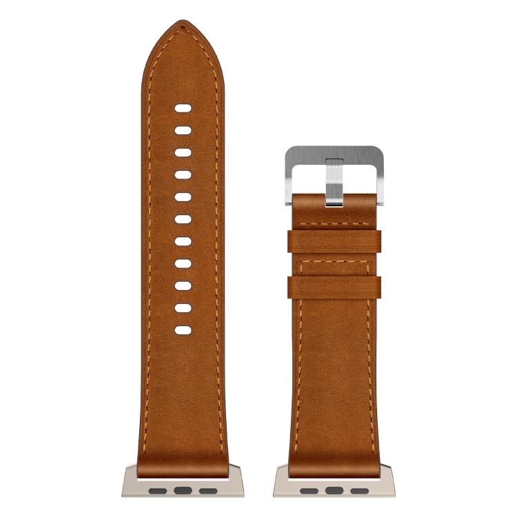 For Apple Watch 46mm / 49mm / 45mm / 44mm Kalebol Genuine Leather Watch Band(Titanium Red Brown) - free shipping - PMc TechLife - Order now!