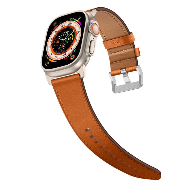 For Apple Watch 46mm / 49mm / 45mm / 44mm Kalebol Genuine Leather Watch Band(Titanium Brown) - free shipping - PMc TechLife - Order now!