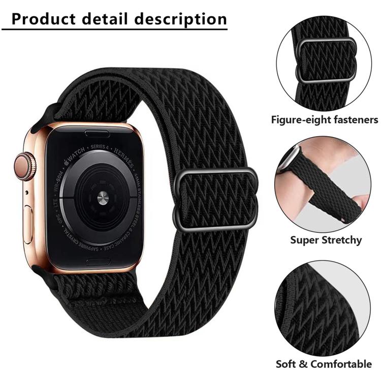 For Apple Watch 42mm / 41mm / 40mm / 38mm Kalebol Eight Buckle Wavy Braided Nylon Watch Band(Apricot) - Watch Bands by Kalebol | Online Shopping South Africa | PMC TechLife | Buy Now Pay Later Mobicred