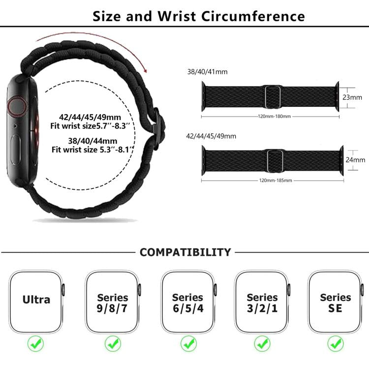 For Apple Watch 42mm / 41mm / 40mm / 38mm Kalebol Eight Buckle Wavy Braided Nylon Watch Band(Bright White) - Watch Bands by Kalebol | Online Shopping South Africa | PMC TechLife | Buy Now Pay Later Mobicred