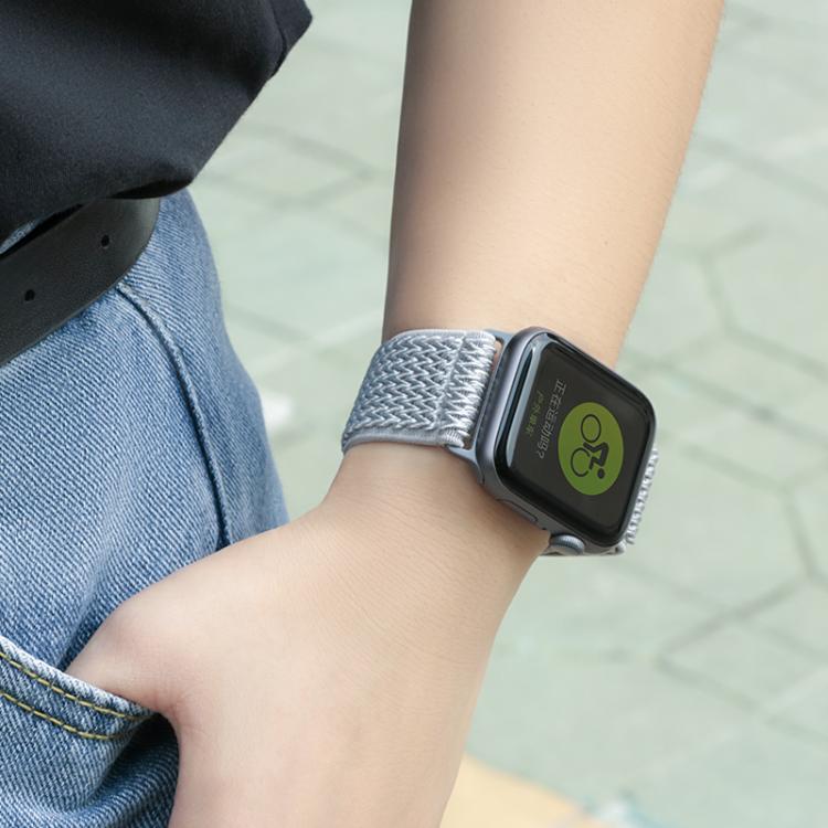 For Apple Watch 42mm / 41mm / 40mm / 38mm Kalebol Eight Buckle Wavy Braided Nylon Watch Band(Bright White) - Watch Bands by Kalebol | Online Shopping South Africa | PMC TechLife | Buy Now Pay Later Mobicred