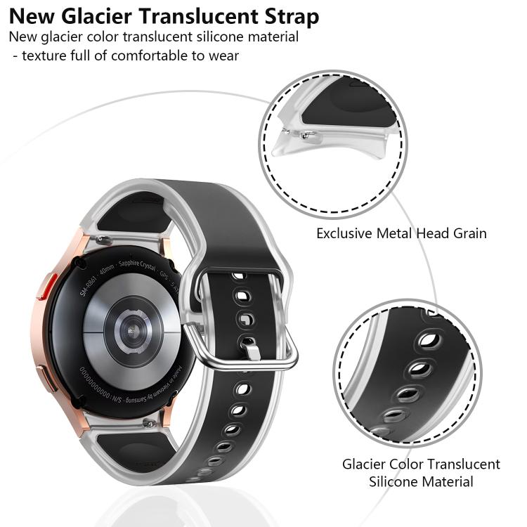 For Samsung Galaxy Watch 7  / 6 / 5 / 4 Kalebol Glacier Transparent Silicone Watch Band(Black) - free shipping - PMc TechLife - Order now!
