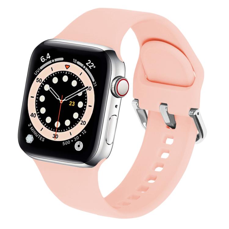 For Apple Watch 46mm / 49mm / 45mm / 44mm Kalebol Metal Pin Buckle Silicone Watch Band(Pink) - Watch Bands by Kalebol | Online Shopping South Africa | PMC TechLife | Buy Now Pay Later Mobicred