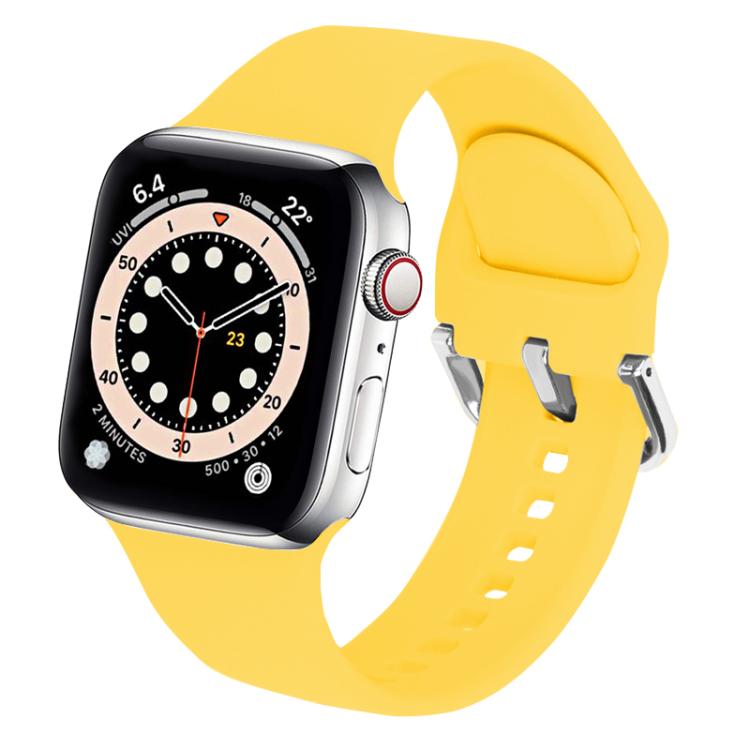 For Apple Watch 46mm / 49mm / 45mm / 44mm Kalebol Metal Pin Buckle Silicone Watch Band(Yellow) - Watch Bands by Kalebol | Online Shopping South Africa | PMC TechLife | Buy Now Pay Later Mobicred