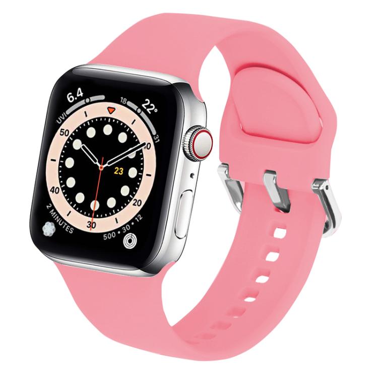 For Apple Watch 46mm / 49mm / 45mm / 44mm Kalebol Metal Pin Buckle Silicone Watch Band(Bright Pink) - Watch Bands by Kalebol | Online Shopping South Africa | PMC TechLife | Buy Now Pay Later Mobicred