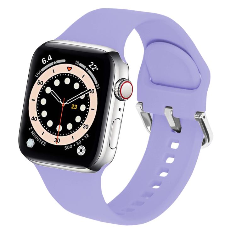 For Apple Watch 42mm / 41mm / 40mm / 38mm Kalebol Metal Pin Buckle Silicone Watch Band(Light Purple) - Watch Bands by Kalebol | Online Shopping South Africa | PMC TechLife | Buy Now Pay Later Mobicred
