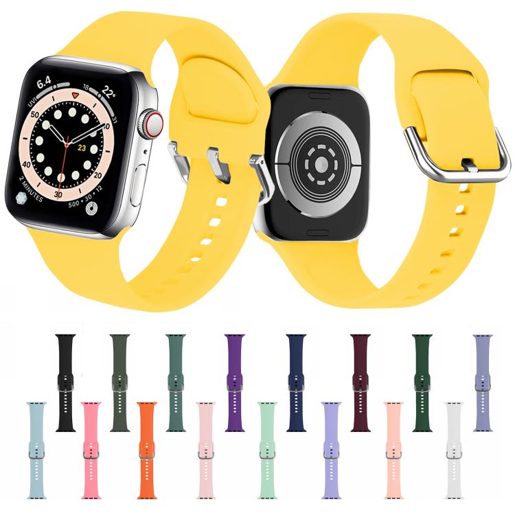 For Apple Watch 46mm / 49mm / 45mm / 44mm Kalebol Metal Pin Buckle Silicone Watch Band(Yellow) - Watch Bands by Kalebol | Online Shopping South Africa | PMC TechLife | Buy Now Pay Later Mobicred