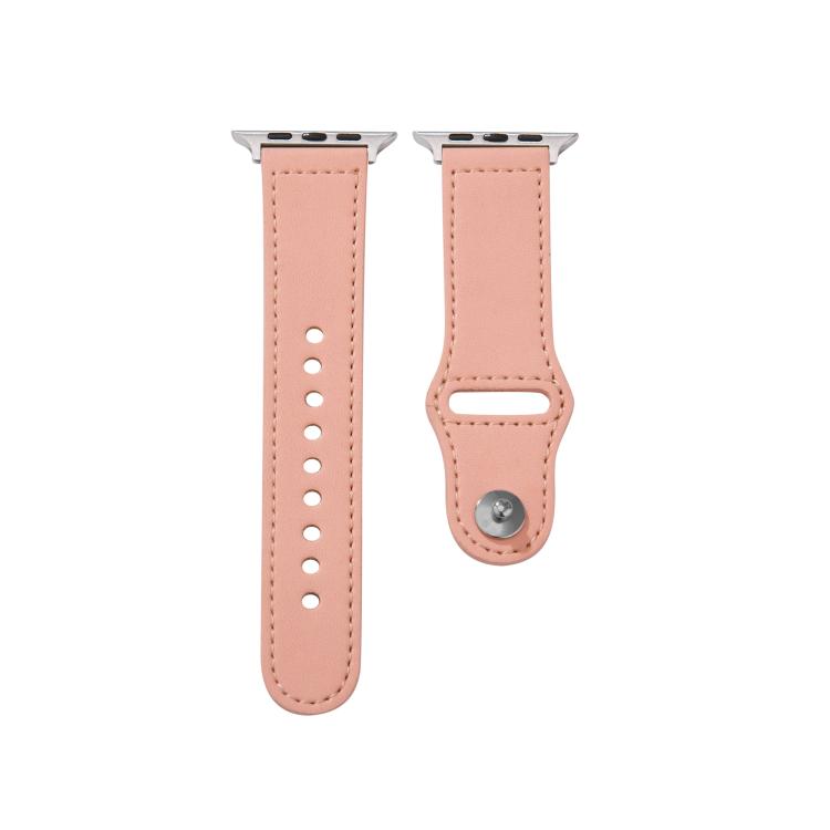 For Apple Watch 46mm / 49mm / 45mm / 44mm Kalebol Large Stud Buckle Leather Watch Band(Pink) - free shipping - PMc TechLife - Order now!