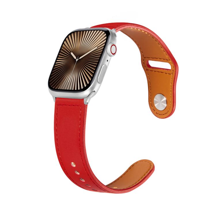For Apple Watch 46mm / 49mm / 45mm / 44mm Kalebol Large Stud Buckle Leather Watch Band(Red) - free shipping - PMc TechLife - Order now!