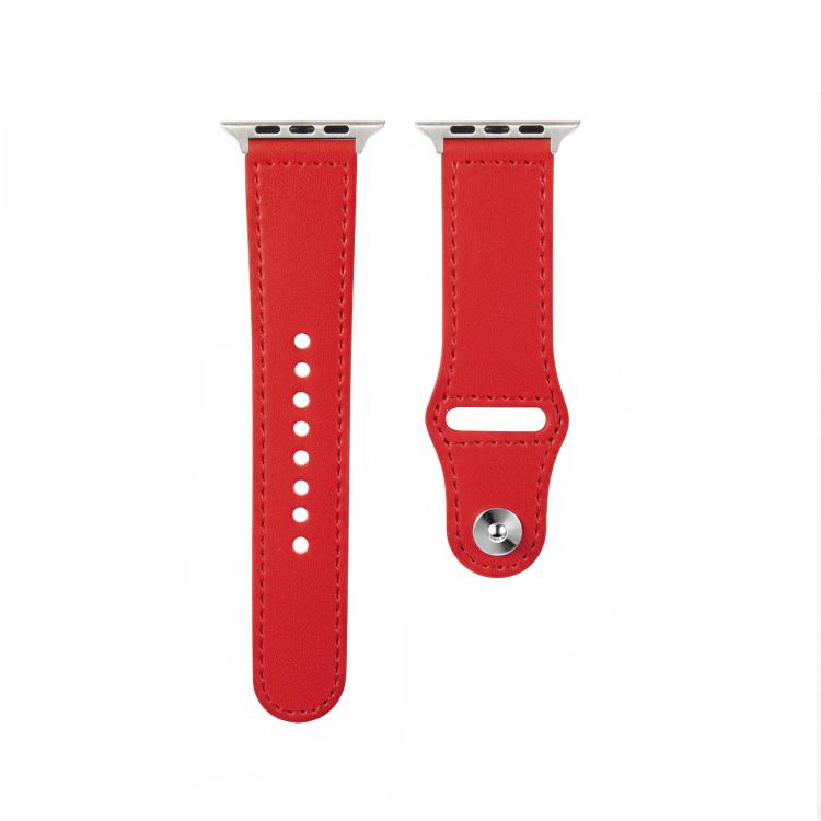 For Apple Watch 46mm / 49mm / 45mm / 44mm Kalebol Large Stud Buckle Leather Watch Band(Red) - free shipping - PMc TechLife - Order now!