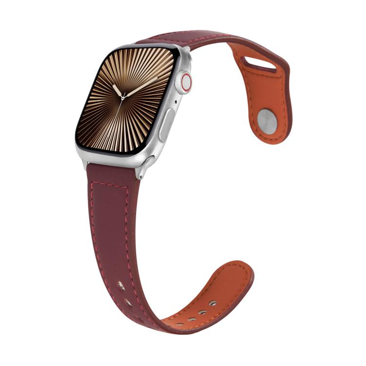 For Apple Watch 46mm / 49mm / 45mm / 44mm Kalebol Large Stud Buckle Leather Watch Band(Wine Red) - free shipping - PMc TechLife - Order now!