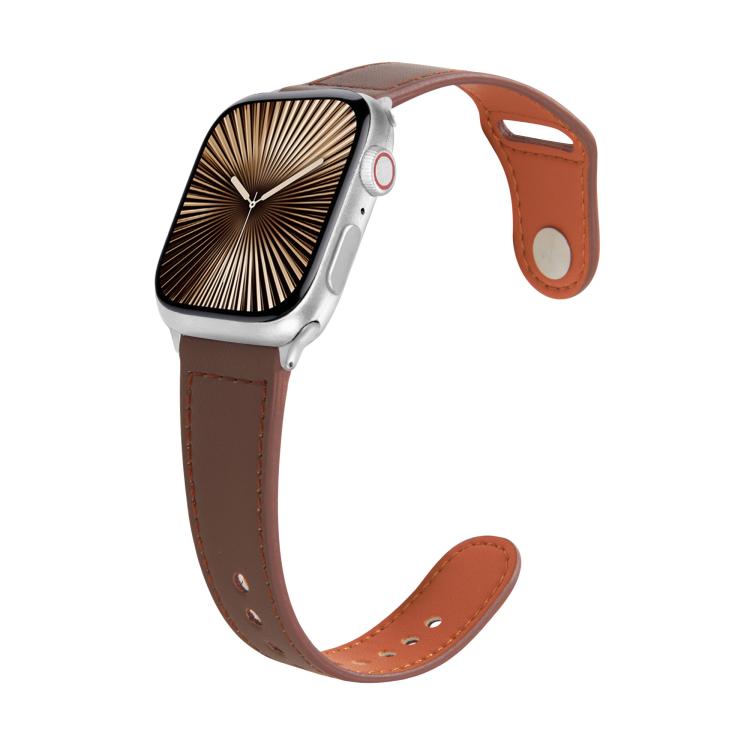 For Apple Watch 46mm / 49mm / 45mm / 44mm Kalebol Large Stud Buckle Leather Watch Band(Coffee) - free shipping - PMc TechLife - Order now!