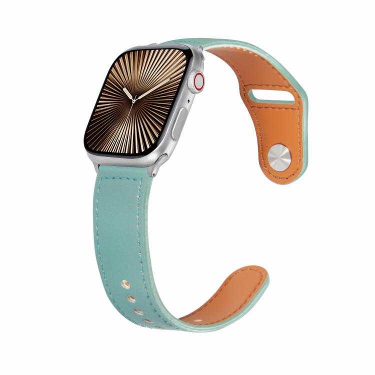 For Apple Watch 46mm / 49mm / 45mm / 44mm Kalebol Large Stud Buckle Leather Watch Band(Green) - free shipping - PMc TechLife - Order now!