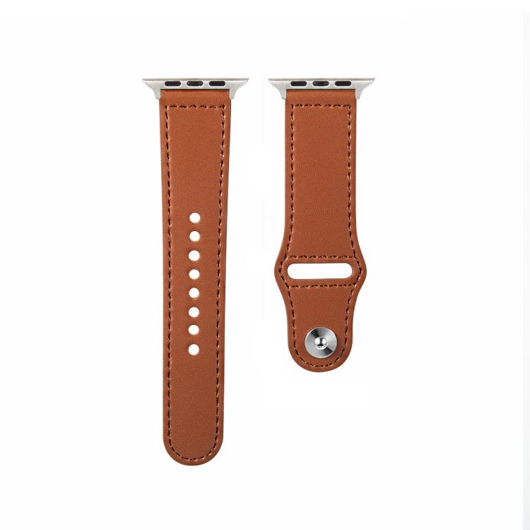 For Apple Watch 46mm / 49mm / 45mm / 44mm Kalebol Large Stud Buckle Leather Watch Band(Brown) - free shipping - PMc TechLife - Order now!