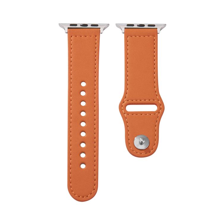For Apple Watch 42mm / 41mm / 40mm / 38mm Kalebol Large Stud Buckle Leather Watch Band(Orange) - free shipping - PMc TechLife - Order now!