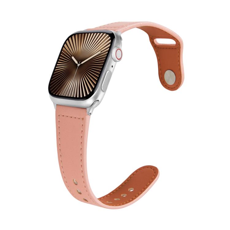 For Apple Watch 42mm / 41mm / 40mm / 38mm Kalebol Large Stud Buckle Leather Watch Band(Pink) - free shipping - PMc TechLife - Order now!