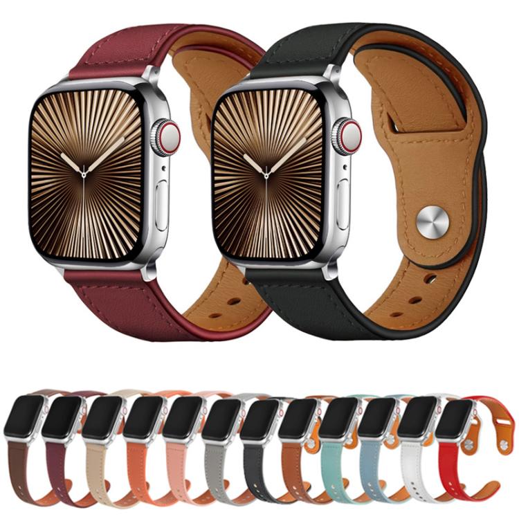 For Apple Watch 46mm / 49mm / 45mm / 44mm Kalebol Large Stud Buckle Leather Watch Band(Brown) - free shipping - PMc TechLife - Order now!