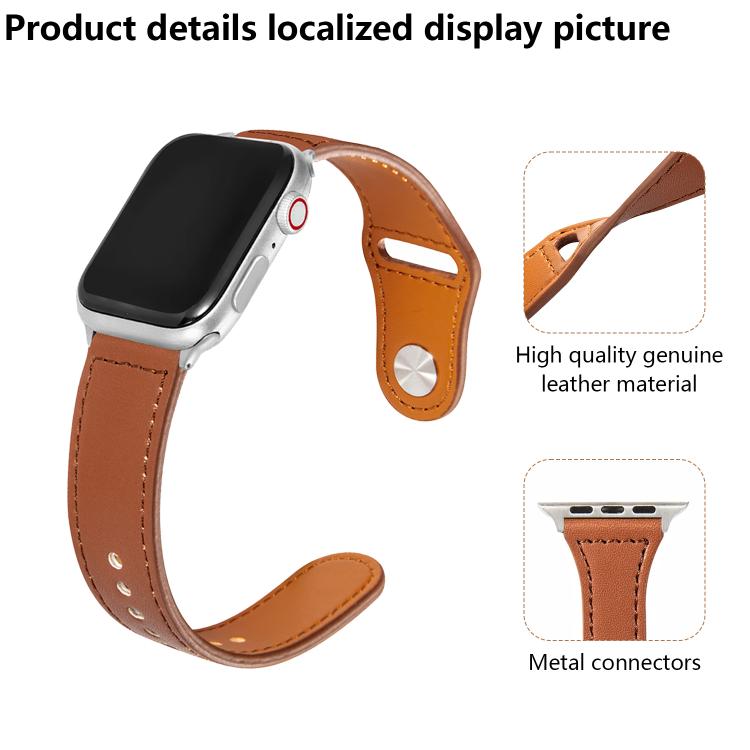 For Apple Watch 42mm / 41mm / 40mm / 38mm Kalebol Large Stud Buckle Leather Watch Band(Brown) - free shipping - PMc TechLife - Order now!
