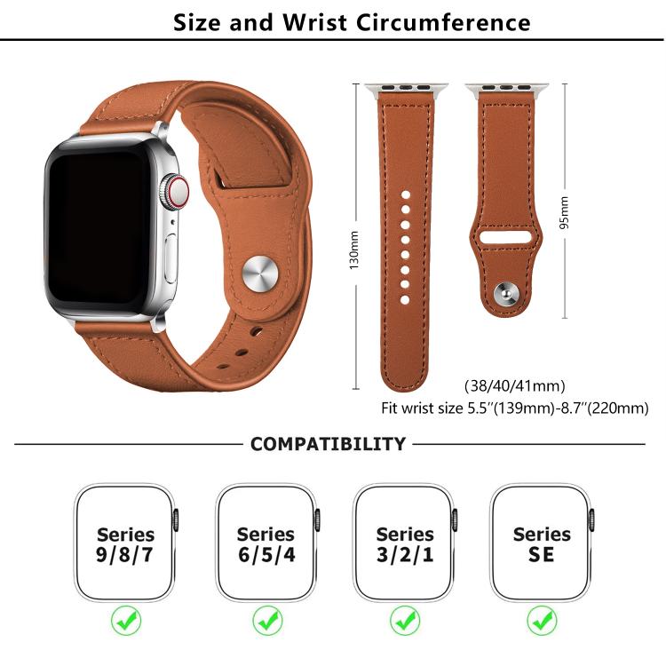For Apple Watch 46mm / 49mm / 45mm / 44mm Kalebol Large Stud Buckle Leather Watch Band(Brown) - free shipping - PMc TechLife - Order now!